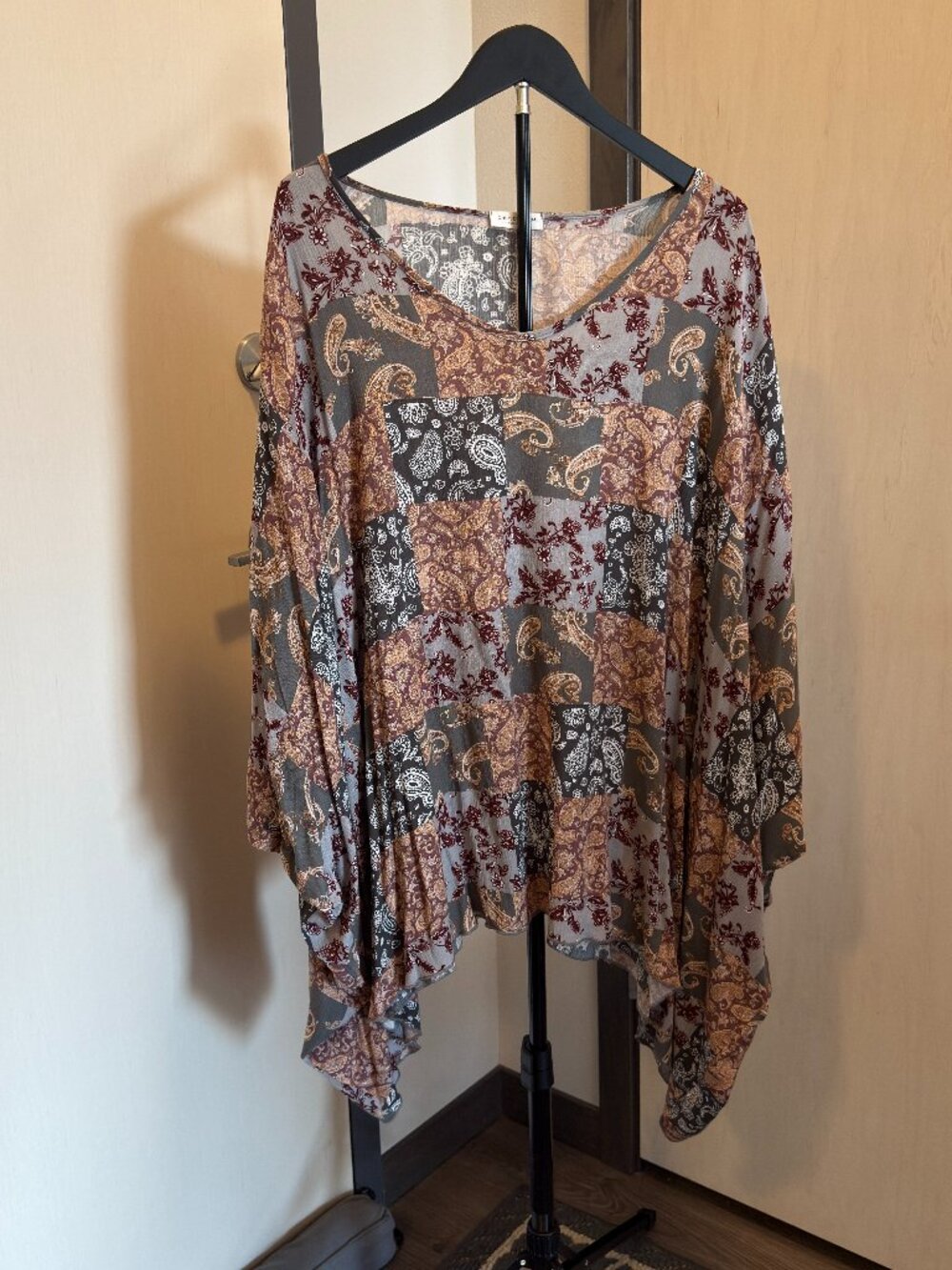 Chic Soul patchwork pattern kimono overshirt